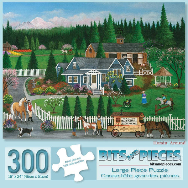 Bits and Pieces - Set of Three (3) 300 Piece Jigsaw Puzzles for Adults - Each Puzzle Measures 18" X 24" - 300 pc Outdoor Scenes Jigsaws by Artist Cindy Mangutz