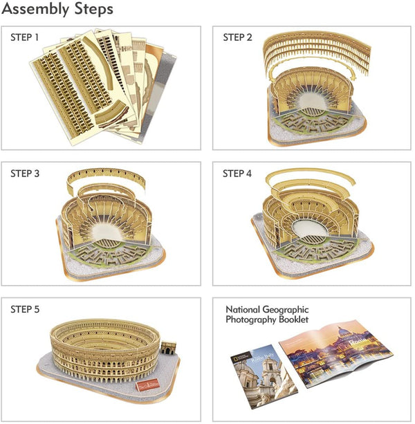 Cubic Fun - National Geographic 3D Model Puzzle - The Colosseum (Rome) Jigsaw Puzzle (131 Pieces)