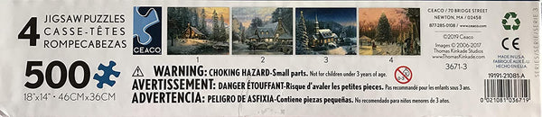 Ceaco Thomas Kinkade 4-in-1 Multi-Pack Holiday Jigsaw Puzzle (500 Pieces)