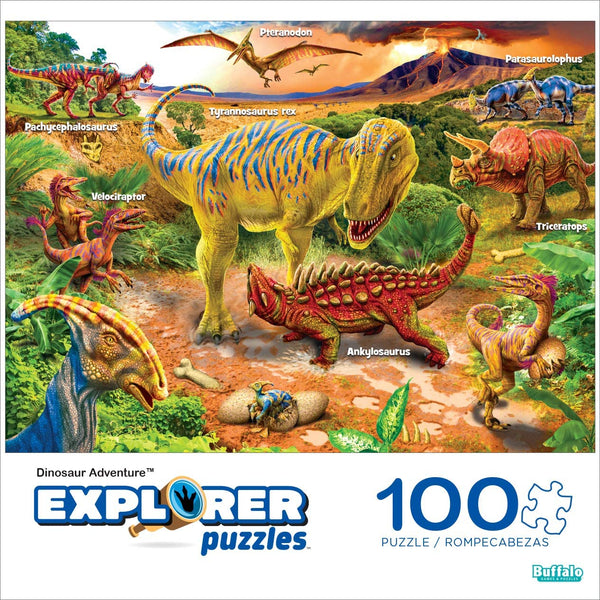 Buffalo Games - Explorer Puzzles - Dinosaur Adventure - 100 Piece Jigsaw Puzzle