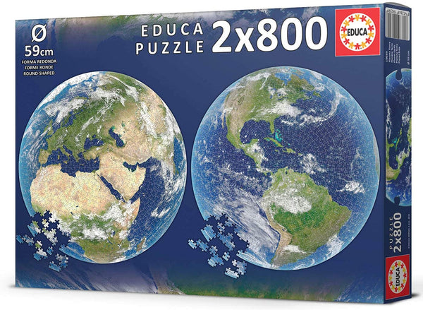 Educa - 2x800 Piece Planet Earth Round Jigsaw Puzzle (1600 Pieces)