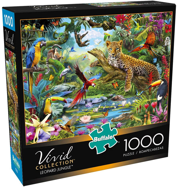 Buffalo Games - Vivid Collection - Leopard Jungle - 1000 Piece Jigsaw Puzzle