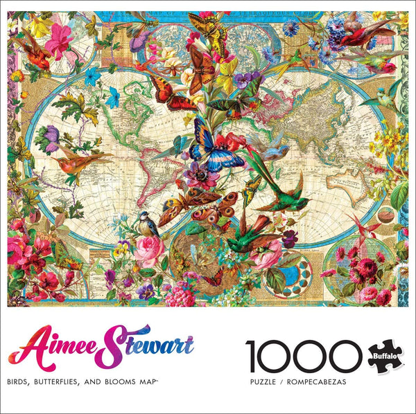 Buffalo Games - Aimee Stewart - Birds, Butterflies, and Blooms Map - 1000 Piece Jigsaw Puzzle