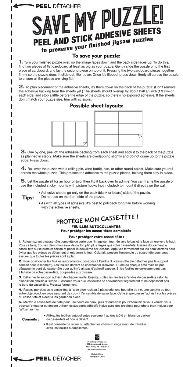 Peter Pauper Press - Save My Puzzle! Peel and Stick Adhesive Sheets