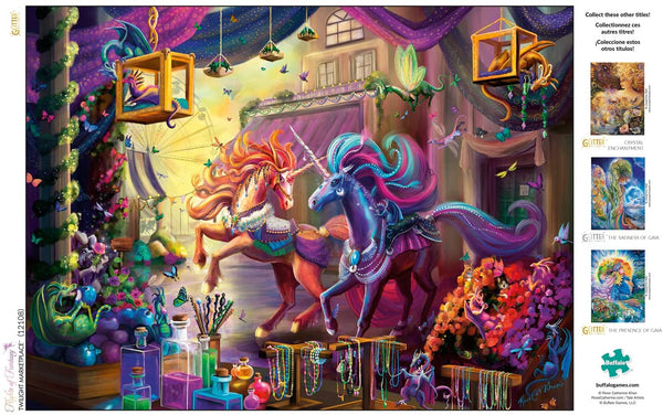 Buffalo Games - Flights of Fantasy - Twilight Marketplace (Glitter Edition) - 1000 Piece Jigsaw Puzzle