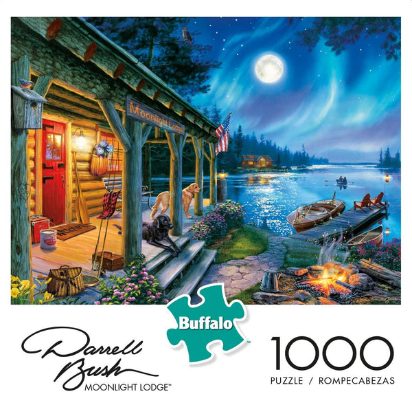 Buffalo Games - Darrell Bush - Moonlight Lodge - 1000 Piece Jigsaw Puzzle