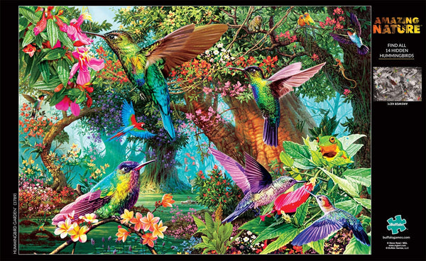 Buffalo Games - Hummingbird Garden - 500 Piece Jigsaw Puzzle with Hidden Images