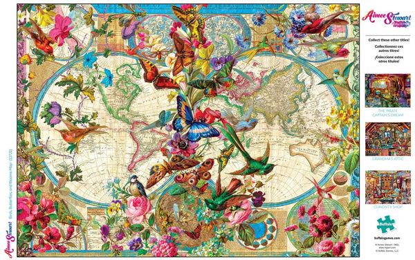 Buffalo Games - Aimee Stewart - Birds, Butterflies, and Blooms Map - 1000 Piece Jigsaw Puzzle