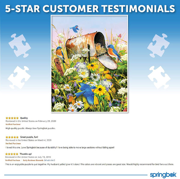 Springbok Puzzles - Blue Birds- 500 Piece Jigsaw Puzzle - Large 23.5