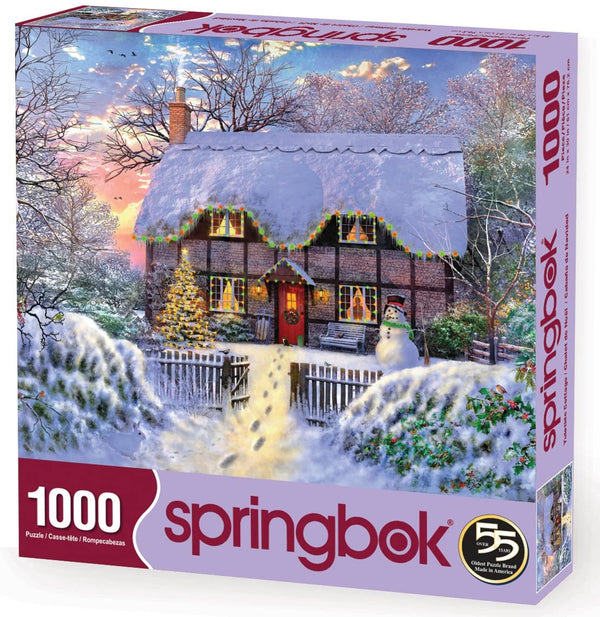 Springbok Puzzles - Yuletide Cottage - 1000 Piece Jigsaw Puzzle - Large 24 Inches by 30 Inches Puzzle - Made in USA - Unique Cut Interlocking Pieces