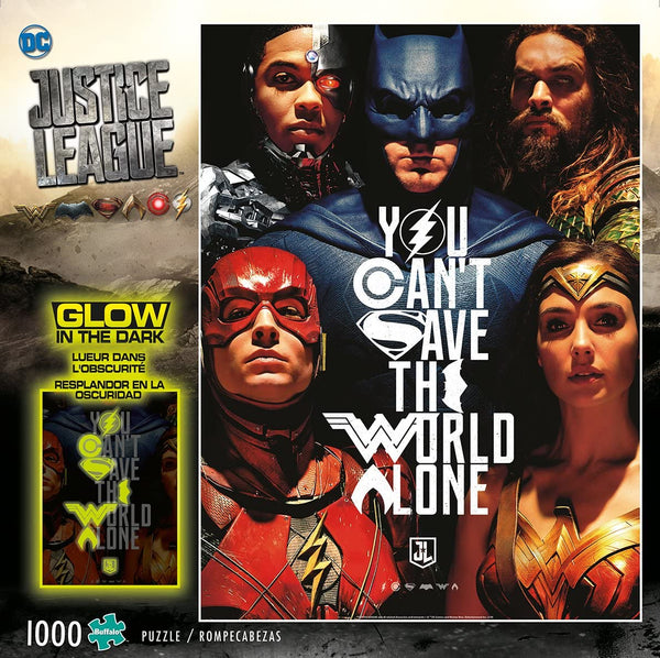 Justice League - You Can't Save The World Alone - Glow in The Dark - 1000 Piece Jigsaw Puzzle