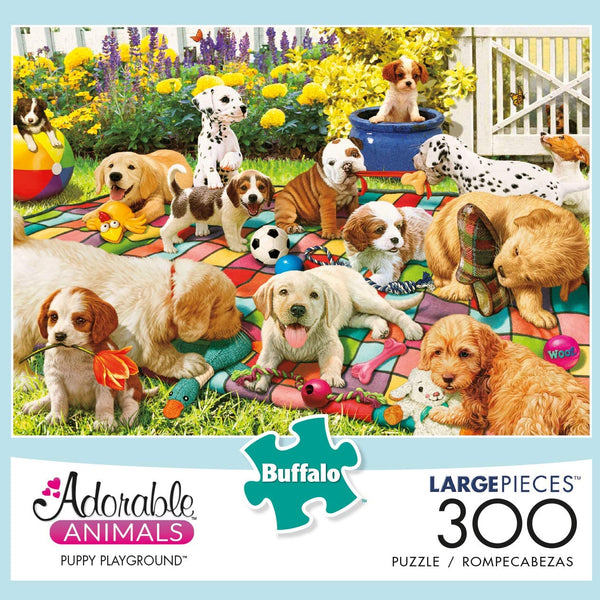 Buffalo Games - Adorable Animals - Puppy Playground - 300 Large Piece Jigsaw Puzzle