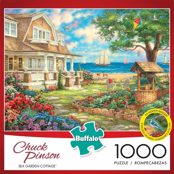 Buffalo Games - Chuck Pinson - Sea Garden Cottage - 1000 Piece Jigsaw Puzzle with Hidden Images
