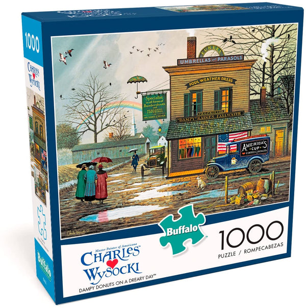 Buffalo Games - Charles Wysocki - Dampy Donuts on a Dreary Day - 1000 Piece Jigsaw Puzzle