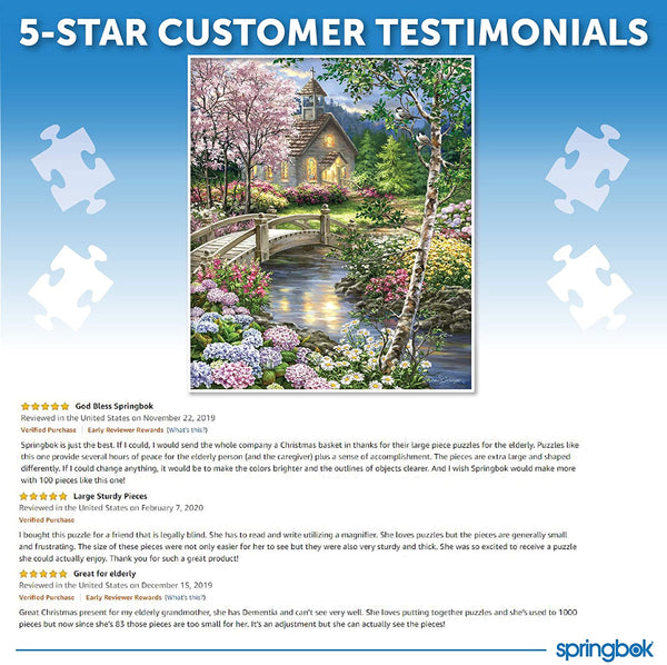 Springbok Puzzles - Spring Chapel - 100 Piece Alzheimer and Dementia Jigsaw Puzzle - Large 23.5