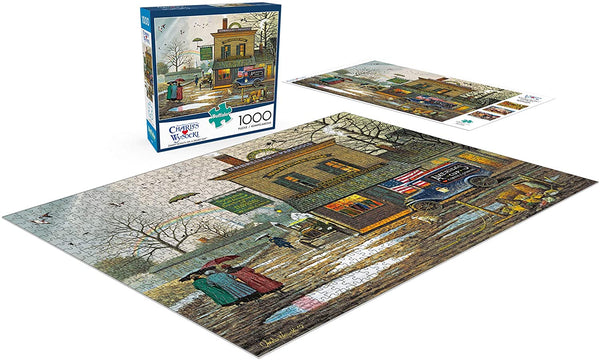 Buffalo Games - Charles Wysocki - Dampy Donuts on a Dreary Day - 1000 Piece Jigsaw Puzzle