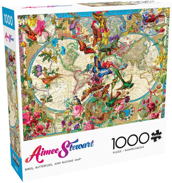 Buffalo Games - Aimee Stewart - Birds, Butterflies, and Blooms Map - 1000 Piece Jigsaw Puzzle