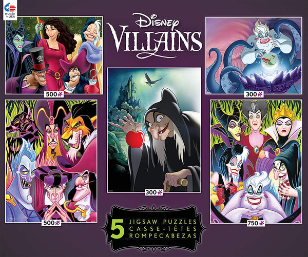 Ceaco Disney Villains 5-in-1 Multipack Jigsaw Puzzle Set