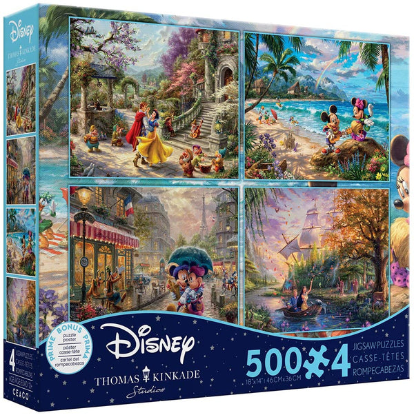 Ceaco Thomas Kinkade The Disney Collection 4 in 1 Multipack Puzzles (500 Piece Each)