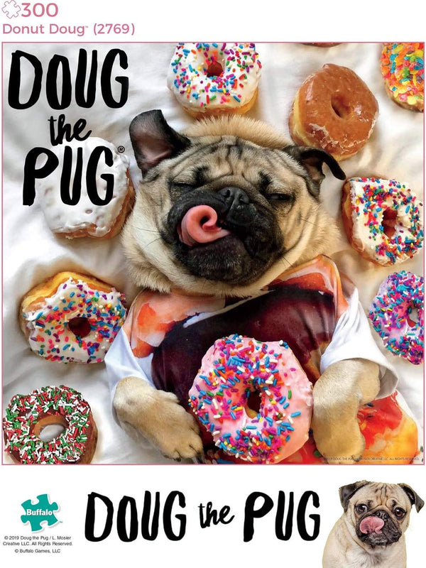 Buffalo Games - Doug The Pug - Donut Doug - 300 Large Piece Jigsaw Puzzle, Multicolor