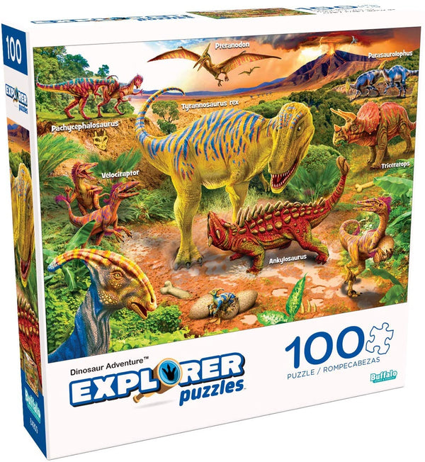 Buffalo Games - Explorer Puzzles - Dinosaur Adventure - 100 Piece Jigsaw Puzzle