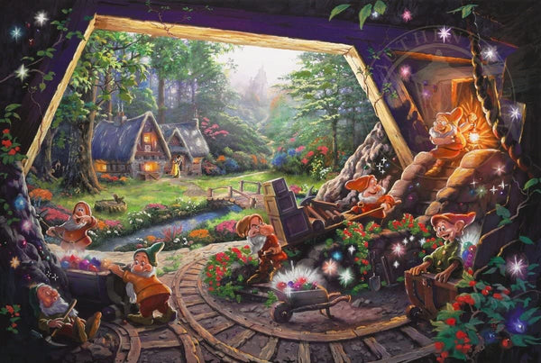 Ceaco Thomas Kinkade - The Disney Collection 4 in 1 Multi-Pack 500 Pieces Each Puzzle (Sleeping Beauty, Mickey & Minnie Mouse, Snow White & Seven Dwarfs and Cinderella)