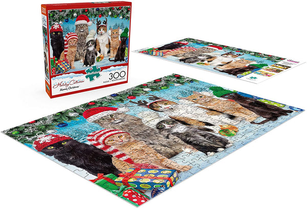 Buffalo Games - Adorable Animals - Meowy Christmas - 300 Large Piece Jigsaw Puzzle