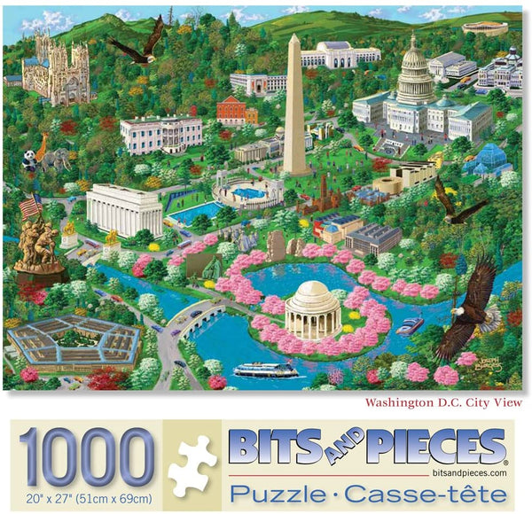 Bits and Pieces - 1000 Piece Jigsaw Puzzle - Washington D.C. City View US Capital Scene by Artist Joseph Burgess