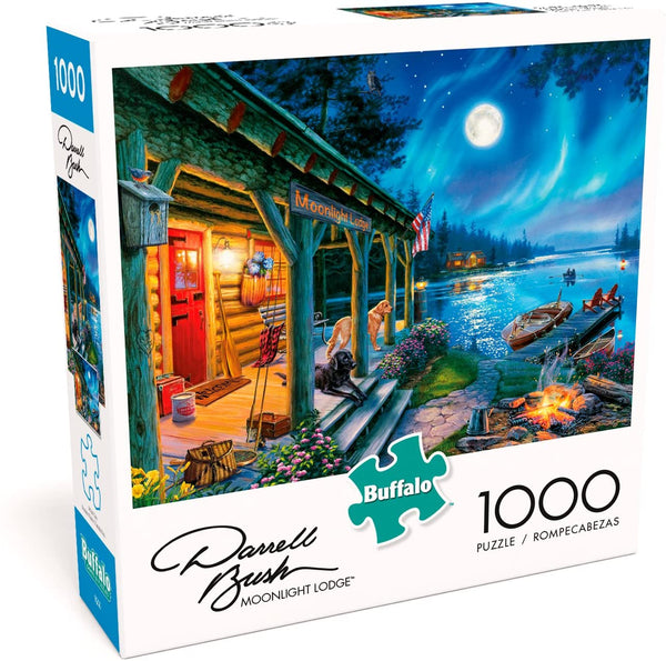 Buffalo Games - Darrell Bush - Moonlight Lodge - 1000 Piece Jigsaw Puzzle