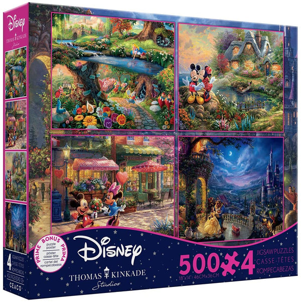 Ceaco Thomas Kinkade The Disney Collection Multipack 4 in 1 Puzzle - 500 Piece Each