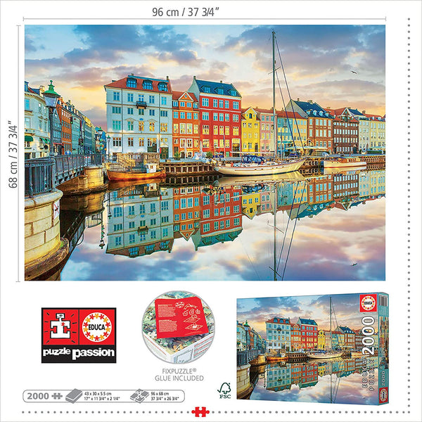 Educa - Sunset At Copenhagen Harbour Jigsaw Puzzle (2000 Pieces)