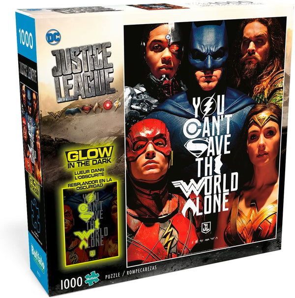 Justice League - You Can't Save The World Alone - Glow in The Dark - 1000 Piece Jigsaw Puzzle