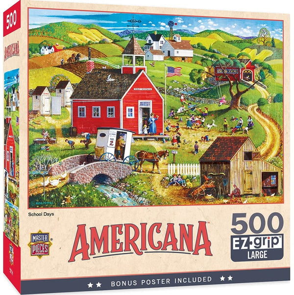 Masterpieces - Americana by Bob Pettis School Days Ez Grip Jigsaw Puzzle (500 Pieces)
