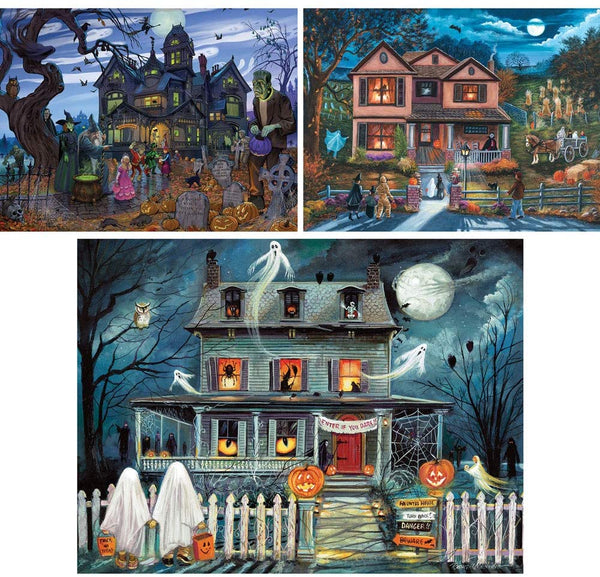 Bits and Pieces - Value Set of 3 1000 Piece Jigsaw Puzzles for Adults - Each Puzzle Measures 20 Inch x 27 Inch - 1000 pc Goblins and Goodies, Halloween, Enter If You Dare Jigsaws by Multiple Artist