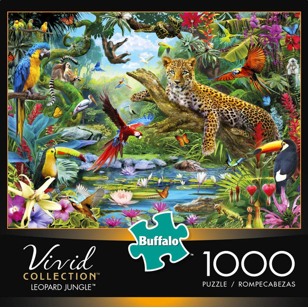 Buffalo Games - Vivid Collection - Leopard Jungle - 1000 Piece Jigsaw Puzzle