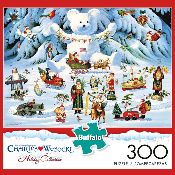 Buffalo Games - Holiday Collection - Charles Wysocki - Jingle Bell Teddy and Friends - 300 Large Piece Jigsaw Puzzle
