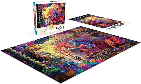 Buffalo Games - Flights of Fantasy - Twilight Marketplace (Glitter Edition) - 1000 Piece Jigsaw Puzzle