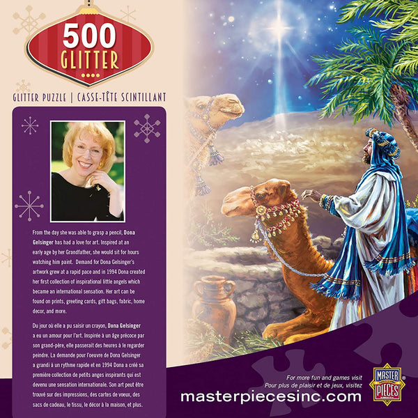MasterPieces Holiday Glitter Jigsaw Puzzle, Three Magi, Featuring Art by Donna Gelsinger, 500 Pieces