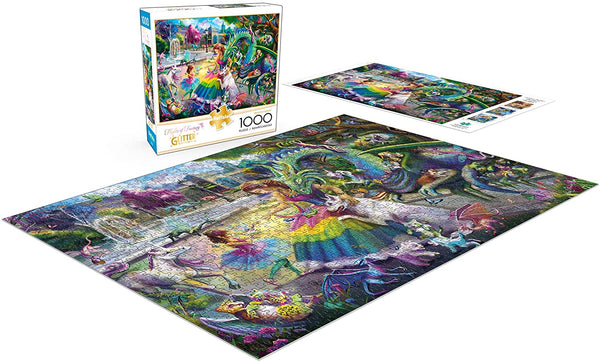 Buffalo Games - Josephine Wall - Dragon's Garden - Glitter 1000 Piece Jigsaw Puzzle