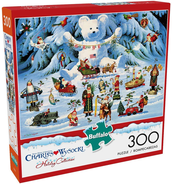Buffalo Games - Holiday Collection - Charles Wysocki - Jingle Bell Teddy and Friends - 300 Large Piece Jigsaw Puzzle