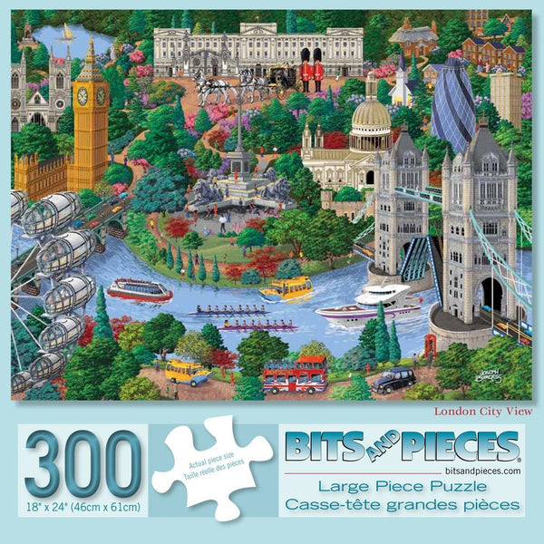 Bits and Pieces - 300 Large Piece Jigsaw Puzzle - London City View England by Artist Joseph Burgess