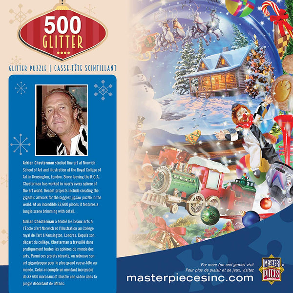 MasterPieces Holiday Glitter Jigsaw Puzzle, Snow Globe Dreams, Featuring Art by Adrian Chesterman, 500 Pieces