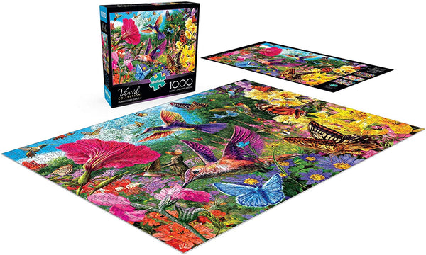 Buffalo Games - Vivid Collection - Hummingbird Garden - 1000 Piece Jigsaw Puzzle
