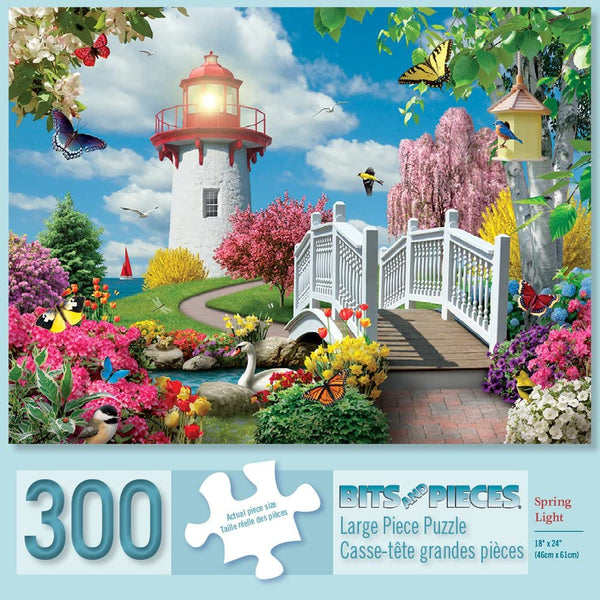 Bits and Pieces - 300 Large Piece Jigsaw Puzzle - Spring Light - Flowers, Birds, Animals Jigsaw by Artist Alan Giana