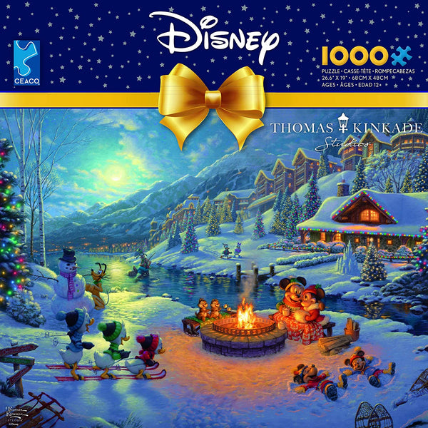 Ceaco - Mickey and Minnie Christmas Lodge by Thomas Kinkade Jigsaw Puzzle (1000 Pieces)
