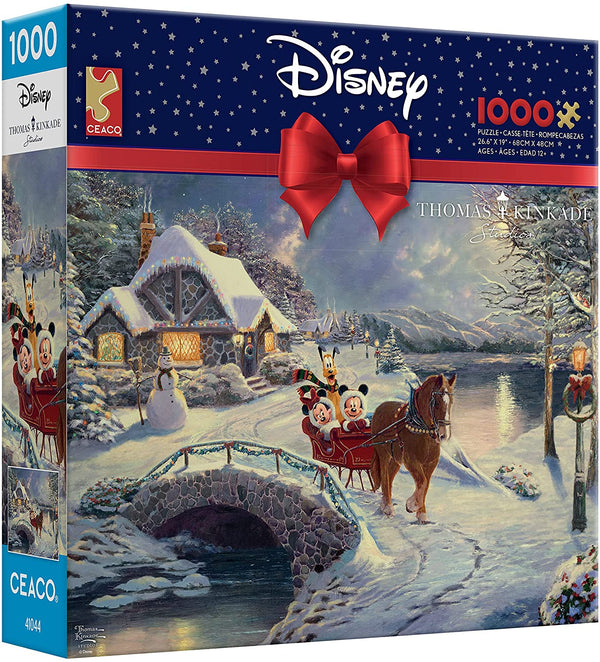 Ceaco - Mickey & Minnie Sleigh Ride by Thomas Kinkade Jigsaw Puzzle (1000 Pieces)