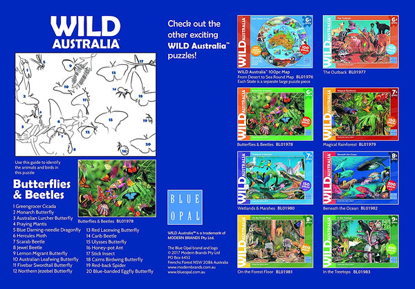 Blue Opal - Wild Australia Butterflies & Beetles 100 Piece Puzzle BL01978