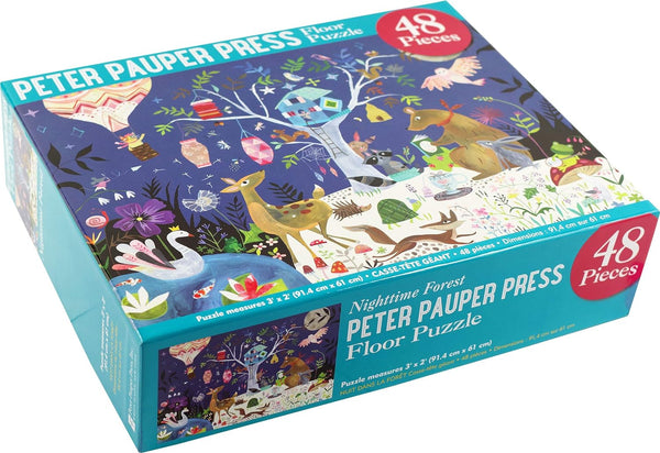 Peter Pauper Press - Nighttime Forest Kids' Floor Puzzle Jigsaw Puzzle (48 Pieces)
