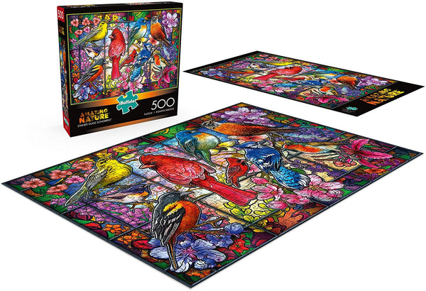 Buffalo Games - Amazing Nature Collection - Stained Glass Songbirds - 500 Piece Jigsaw Puzzle