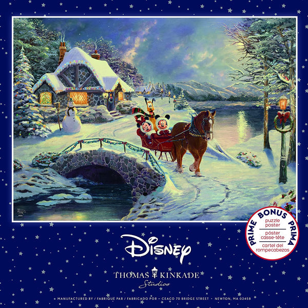 Ceaco - Mickey & Minnie Sleigh Ride by Thomas Kinkade Jigsaw Puzzle (1000 Pieces)